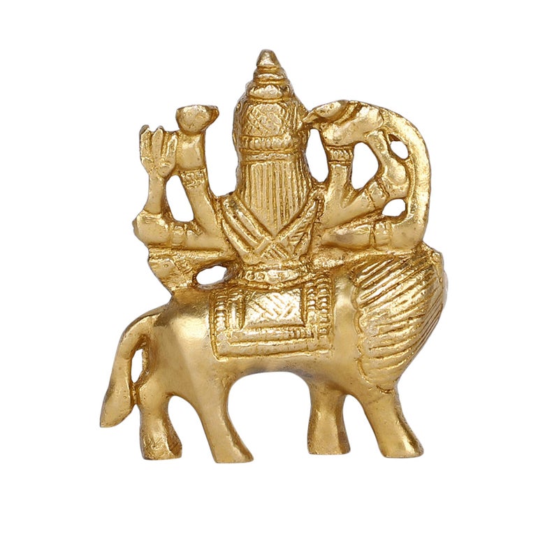 GURU JEE Brass Statue Goddess Maa Durga MATA Rani Murti Sherawali Idol Small Gifts Item - Image 5